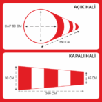 Rüzgar Çorabı-Tulumu / Turuncu Çap : 60 Uzunluklar 45x90x360 - Görsel 2